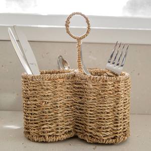 Sea grass <b>cutlery</b> storage caddy direct from supplier seagrass utensil organizer flatware holder - Product Image 5