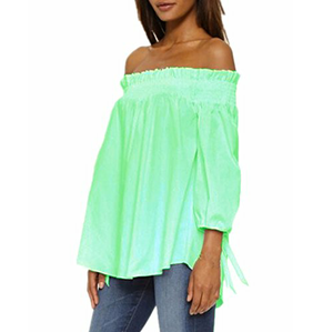 Camisas transpirables con hombros descubiertos para mujer con color sólido y manga larga camisa informal delgada con hombros descubiertos para mujer - Product Image 1