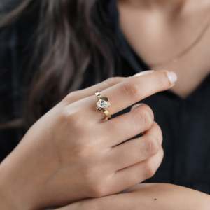 IGI Certified Pear Solitaire Engagement <b>Ring</b> with Wave <b>Diamond</b> Lab Grown <b>Diamond</b> <b>Rings</b> - Product Image 6