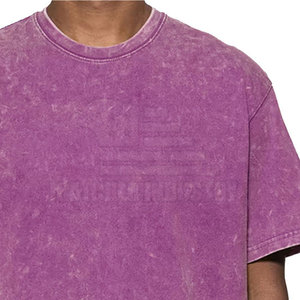 เสื้อยืดผ้าฝ้ายฟอกสีพิมพ์ลายกรดเสื้อยืดเสื้อยืดวินเทจแขนสั้นแบบผ่อนคลายตัวหนัก - Product Image 5