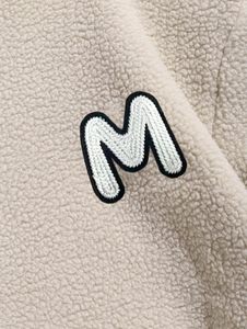 2025 hombres Casual albaricoque M Sudadera con capucha de gran tamaño Fleece carta parche bordado media cremallera pulóver hombres sudaderas con capucha sudaderas - Product Image 3