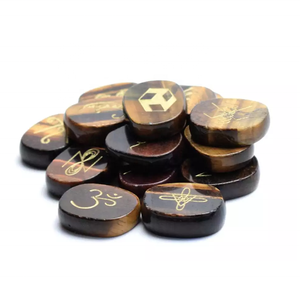 Pierre de palmier en forme d'oeil de tigre, ensemble de 16 pièces de karuna, cristal de guérison naturel, pierre précieuse Reiki, ensemble de karuna, vente en gros - Product Image 4