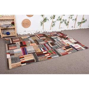 Alfombra turca Vintage Beige Bohemia 4,9 'X 7,6 'Alfombra clásica de área de lana de área grande Patchwork abstracto pasillo rectángulo látex - Product Image 2