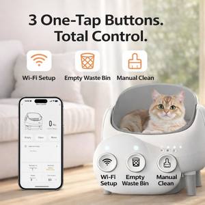 Bac à litière intelligent entièrement automatique contrôlé par application (grande taille) Conception semi-fermée Tiroir coulissant Pas besoin de ramasser la litière - Product Image 5