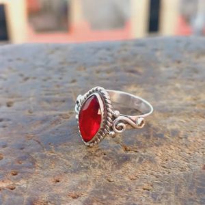 แหวน925โกเมนสีแดงเงินสเตอร์ลิงสำหรับผู้หญิงเครื่องประดับแฮนด์เมดแบบละเอียดขายส่ง - Product Image 3