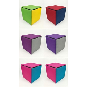 Hot Sale Modern Colorful Square Fabric <b>Pouf</b> Ottoman Foam Filled for Kids Wholesale - Product Image 1