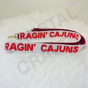 Customized White Gold Seed Bead Bag Straps <b>Red</b> & White Beaded Strap for Bags Fashionable Accessories - Product Image 4