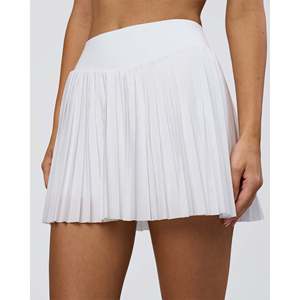Precision Active Yoga <b>Skirt</b>-White Breathable Silk Knit Vintage Embroidered Knee-Length - Product Image 2