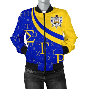 Veste en satin bleu royal et or Sigma Gamma Rho SGRho, 1922, brodée, bomber, lettres grecques, sororité, veste universitaire pour femmes - Product Image 5