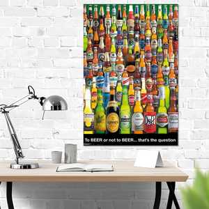 Póster moderno 'To Beer or Not to Beer' en material de lona con marco negro para decoración de pared - Product Image 2