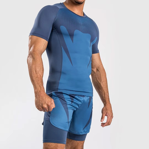 Vente flash Ensemble de veste et de short de boxe Kickboxing Exercice Sport Combat T-shirt de compression à manches courtes et short Uniformes pour hommes - Product Image 3