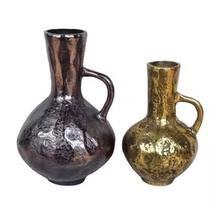 Haute demande Style rustique rugueux laiton Antique finition noire acier inoxydable fer métal décoratif Table Vase moderne Premium - Product Image 5
