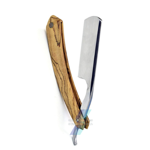 La mejor calidad personalizada de acero inoxidable Barber corte recto salón Barbero hoja de afeitar salón maquinilla de afeitar para Barbero con mango de madera - Product Image 1