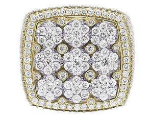 Anillo de lujo de oro amarillo de 10K con diseño de racimo de diamantes cultivados en laboratorio, joyería de estilo Hip Hop para hombres - Product Image 3
