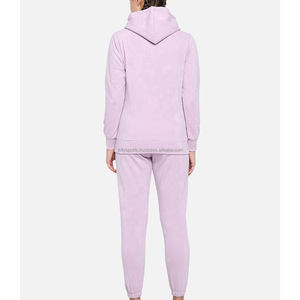 ชุดวอร์ม2ชิ้นสำหรับผู้หญิงเสื้อครอปมีฮู้ดเปิดไหล่ตกโลโก้ออกแบบได้ตามต้องการมีสไตล์ใหม่ - Product Image 4