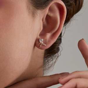 Trendy Vintage Religious <b>Stud</b> Hoop Earrings 183978 Heart-shaped Zinc Alloy Pearl Stainless Steel <b>Titanium</b> Copper for Parties - Product Image 2