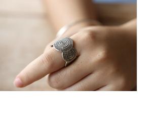 Floral Mandala <b>Statement</b> <b>Ring</b> 925 Sterling Silver Adjustable Size Handmade Ethnic Inspired Boho Jewelry for Women - Product Image 3