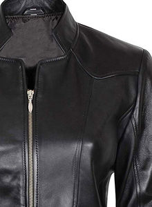 Venta al por mayor de alta calidad de las chaquetas de las mujeres de cuero desgastado Blazer Mujeres OEM cuero genuino Casual abrigo de manga larga con logotipo personalizado - Product Image 4