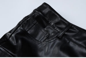 Pantalones de Mujer Ajustados de Piel Sintética Brillante, Elásticos, Impermeables, Cortavientos, con Bolsillos, Cintura Alta, para Invierno - Product Image 3