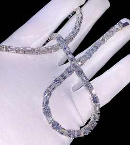 Real VVS Moissanite Luxury Emerald Tennis Link Design 925 Silver Gold Plated Brilliant Cut Claw Setting Bustdown Iced Perfect - Product Image 4