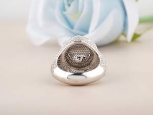 Anillo de cúpula de diamante de corte redondo de moissanita blanca Original Iced Out 925 Plata Hip Hop joyería fina regalo de fiesta de compromiso para amigos - Product Image 2