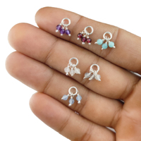 Pendentif en pierre précieuse péridot à 3 facettes, en argent sterling 925 plaqué or et rhodium, avec breloque enroulée de fil