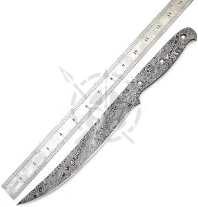Kit de fabrication de couteaux DIY en acier Damas, lame vierge en acier pour filetage, pointe de lance de chasse, 1 lame, haute qualité, logo personnalisé OEM, fait main - Product Image 2