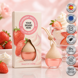 Private Label Strawberry & Cream Car Air Freshener 6ml OEM | Alcohol Free Car Fragrance | Spain EU - Product Image 1