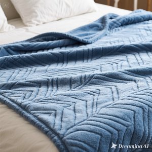 Manta de lana suave de lujo Cozy Navy Blue Diseño en relieve Tamaño Doble - Product Image 3