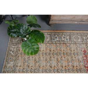 พรมตุรกีทำด้วยมือสีเบจส้มคลาสสิกขนาด4.5x7.4ฟุตทรงสี่เหลี่ยมโถงทางเดินสำหรับทางเข้าห้องนั่งเล่นพรมข้างเตียง - Product Image 3