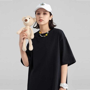T-shirt décontracté à col rond et manches courtes en mélange soie/coton pour femme, avec logo personnalisé, haute qualité, anti-plis, séchage rapide, protection UV - Product Image 3
