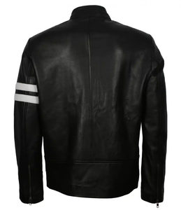 Venta caliente de los hombres Slim Fit Biker Jacket Nuevo producto-Cuero negro desgastado con cremallera de marca para montar en bicicleta de invierno - Product Image 4