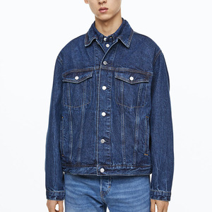 Custom Coated 100% Cotton Denim <b>Jacket</b> with Stand Collar and Front Logo for Autumn Private Label & Personalized Logo - Product Image 4
