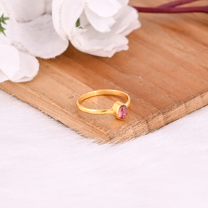 Plata de Ley 925, turmalina Rosa Natural, chapado en oro amarillo, anillo apilable hecho a mano, regalo de aniversario, joyería llamativa - Product Image 5