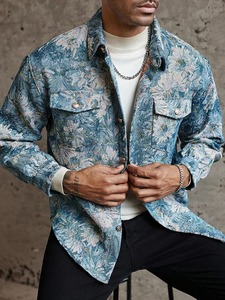 Veste pour hommes à imprimé floral décontracté à la mode pratique Les tissus amples et confortables montrent le charme de la veste pour hommes - Product Image 6