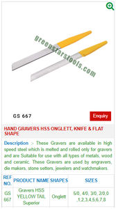 Hand Gravers Hss Onglett, Knife & Flat Shape GS 684J Jewelry Tools for <b>Jewellery</b> Tools - Product Image 2