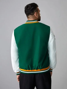 2025 Customize <b>Men's</b> Letter Print Patch Sleeve High Street Varsity <b>Jacket</b> Breathable Windproof Waterproof Woolen All Sizes - Product Image 2