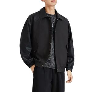 Latest <b>Men</b> Stylish Leisure <b>Jacket</b> Windbreaker <b>Faux</b> <b>Leather</b> Sleeves Varsity Classic Bomber <b>Jacket</b> Custom Waterproof <b>Jacket</b> - Product Image 4