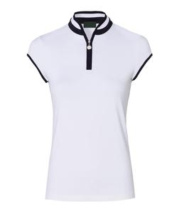 Venta al por mayor logotipo personalizado de alta calidad de algodón y poliéster Polo de cuello de trabajo para mujer Polo de golf Pose elástico costilla Polo ajustado - Product Image 3