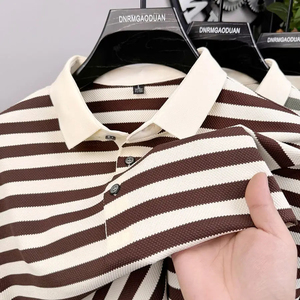 Camiseta DUAA para Hombre, Oversize, Transpirable, Ecológica, Tejida, 200g, Estilo Urbano, Manga Corta, Cuello Redondo, Algodón Jersey, Corte Ajustado, Rayas - Product Image 6