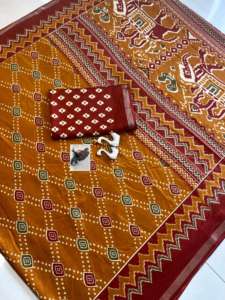 ชุดส่าหรีผู้หญิง Mul Mul คอลเลคชั่นที่ได้รับความนิยมสูงสุด พร้อมขอบตกแต่ง  ชุดอินเดีย มีสินค้าพร้อมส่ง - Product Image 2