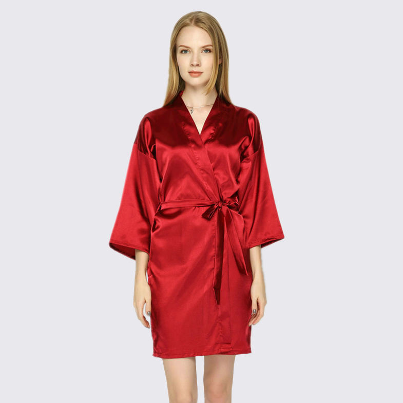 Bata China barata Bata de novia de seda Lisa De satén con