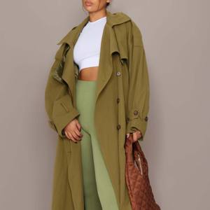 Chaquetas cortavientos personalizadas de buena calidad, chaquetas de mezcla de cuero transpirables a prueba de viento, chaquetas informales de Invierno para mujer, gabardina larga para niñas - Product Image 2