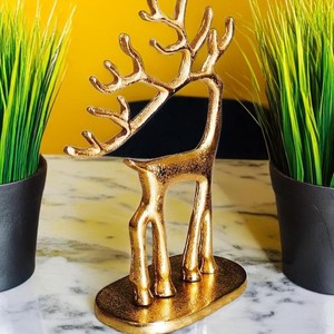 Escultura de Reno Nórdica de Aluminio Dorado, Adorno Navideño Moderno y Lujoso, Artesanía Duradera, Tamaño Personalizado - Product Image 2