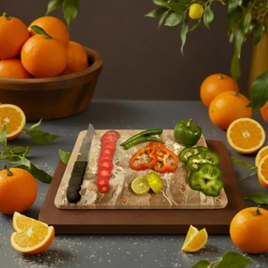 Planche à découper de luxe en marbre brun Plateau de cuisine élégant et durable idéal pour couper l'affichage du fromage de service et l'utilisation de cadeaux - Product Image 6