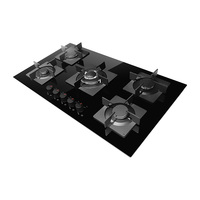 Table de cuisson à gaz encastrable 5 brûleurs à allumage électronique, vendue directement d'usine, option alimentation par piles, surface en verre, classe énergétique 1