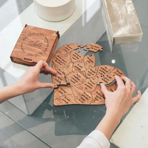 Rompecabezas de Madera Moderno con Grabado Láser Personalizado en Forma de Corazón de 12x10 Pulgadas, Regalo Único para Enamorados, Esposos, Cumpleaños, Aniversario, San Valentín - Product Image 2