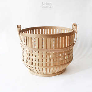 Grand panier rond en bambou, taille personnalisable, couleur naturelle, fait à la main, panier d'organisation de vêtements de salle de bain - Product Image 4