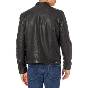 High Quality Men's Casual <b>Winter</b> <b>Leather</b> <b>Jacket</b> Zipper Closure Custom Waterproof Anti-Bacterial Customized Color Logo for - Product Image 4