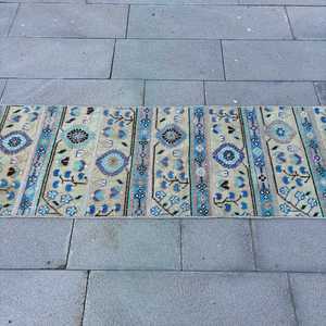 Alfombra Turca Vintage de 1.8x5.6 pies, Alfombra Azul Sólida - Product Image 4